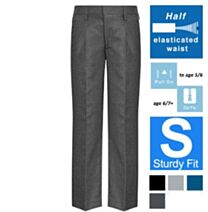 David Luke Junior Sturdy Fit Flat Fronted Trousers - Half Elasticated