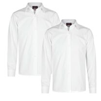 Girls Straight Cut Long Sleeve Blouses Twin Pack -White or Blue