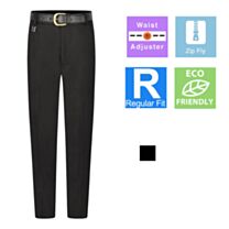 Zeco Extra Long Leg Flat Front Senior Trousers - Black Only