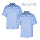 Blue Short Sleeve Girls Blouses -Twin Pack - Easy Care