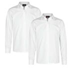 Girls Straight Cut Long Sleeve Blouses Twin Pack -White or Blue